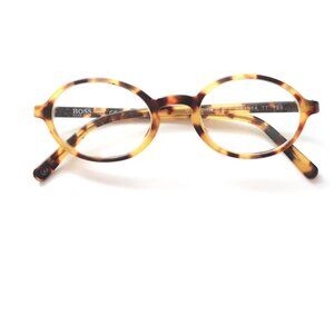 Vintage Hugo Boss Tortoise Look Brown Oval Eyeglasses Frames Only HB1414 TT 135